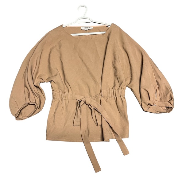 Anthropologie Molly Bracken Premium Front Tie Cinch-able Puff Sleeve size XL - Picture 1 of 6